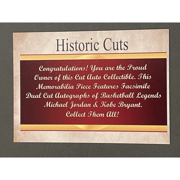 Michael Jordan Kobe Bryant Historic Cuts Auto Fascimile Dual Basketball Card - Picture 2 of 2